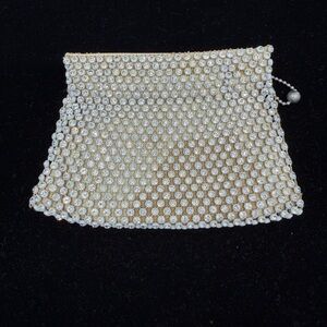 Vintage Embellished Rhinestone Evening Wristlet/Clutch Champagne